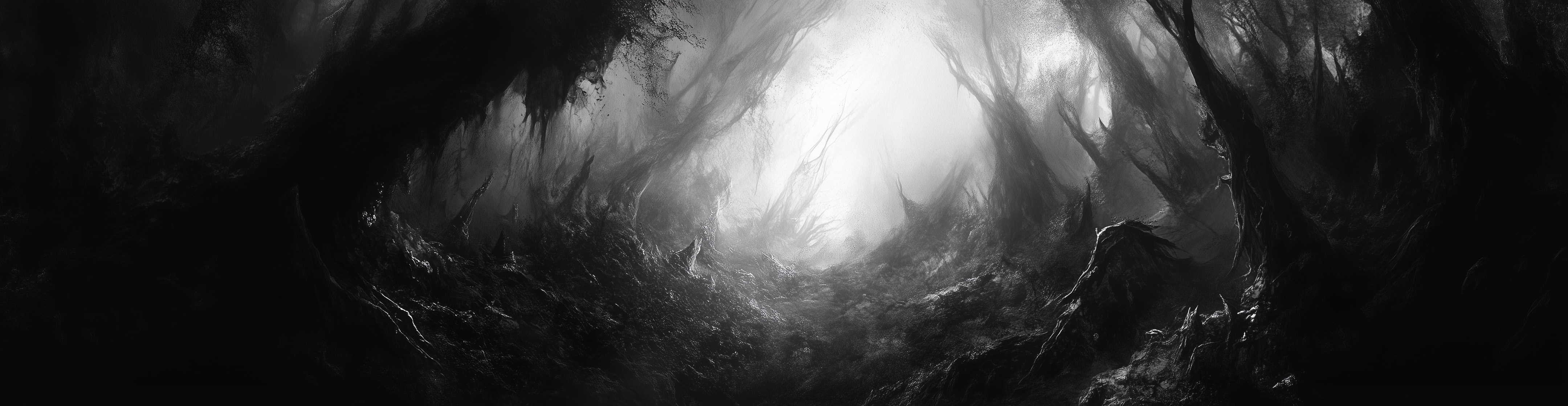 Dark misty forest