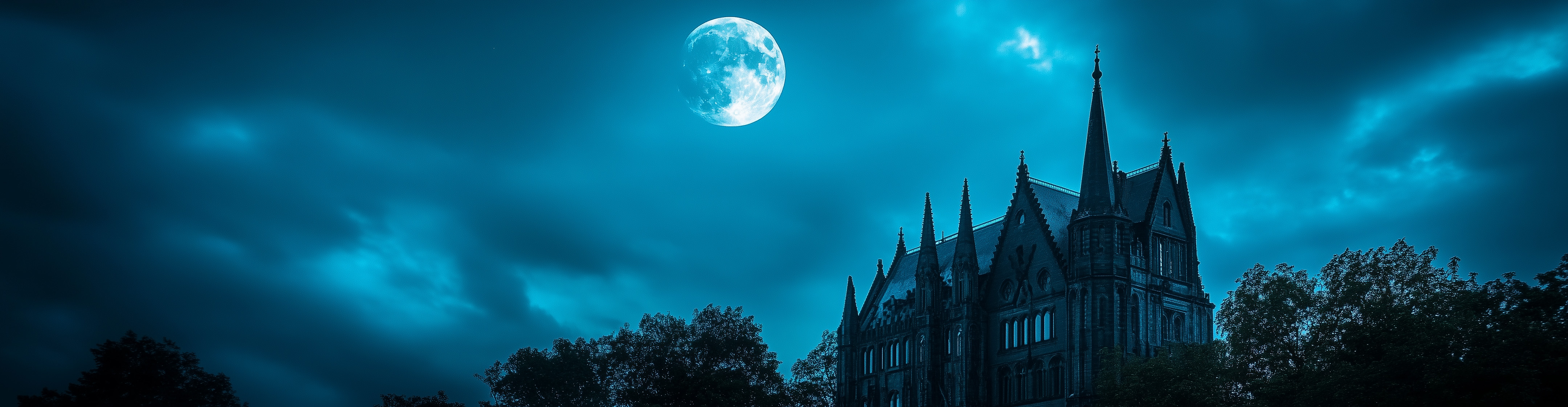 Gothic architecture in moonlight